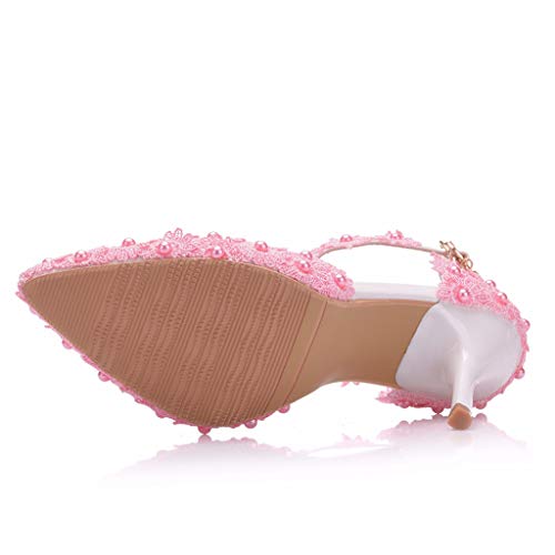lkoezi Women Rhinestone High Heels, Lady Sexy Wedding Pointed Toe Thin Sandals Shoes Ankle Straps Sandals - Thumbnail 6