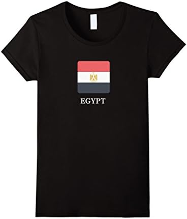 Women's Egypt National Flag T-shirt White Letter Egyptian Flag Large Black