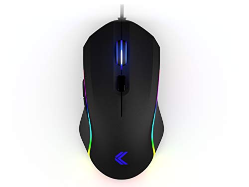 KINESIS Gaming Vektor RGB Mouse - Wired Adjustable to 5000 DPI - 6 Programmable Buttons - Dual-Zone RGB Lighting - Contoured Shape and Rubber Side Grips