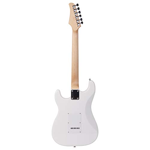 Z ZTDM Full Size 39" Rosewood Fingerboard Electric Guitar with Gigbag Strap Amp Wire Tremolo Arm Cord for Adult Student Beginner White