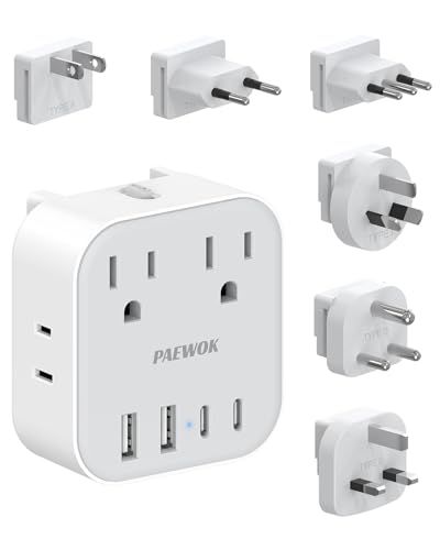 PAEWOK 8-in-1 Travel Adapter