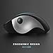 Ergonomic Wireless Mouse, Jelly Comb MV021 2.4Ghz Precision Cordless Mouse with Thumb-Operated Scrollball, Less Noise, Optical Mice for Laptop PC Windows Computer (Black and Silver)