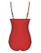 Ekouaer Women's Vintage Retro Push Up Monokini Modest One-Piece Swimwear Red Large