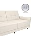 DHP Andora 76 Inch Futon Sofa Bed in Faux Leather, Modern Upholstered Couch Sleeper with Button Tufted Back and Seat, Full, White