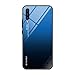 A70 Glass Case,IVY Galaxy A70 Case with [Soft TPU Edge + Tempered Glass Back Cover][Color Gradation][BE Yourself] for Samsung A70 SM-A705 - Blue&Black