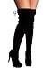 FOREVER LINK OVER THE KNEE BOOT SUEDE BACK LACE HIGH HEEL 9 black