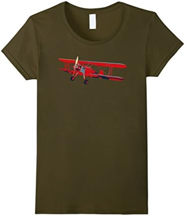 Women's Vintage Airplane Aviation Pilot Retro T-shirt Aircraft Tee Medium Olive