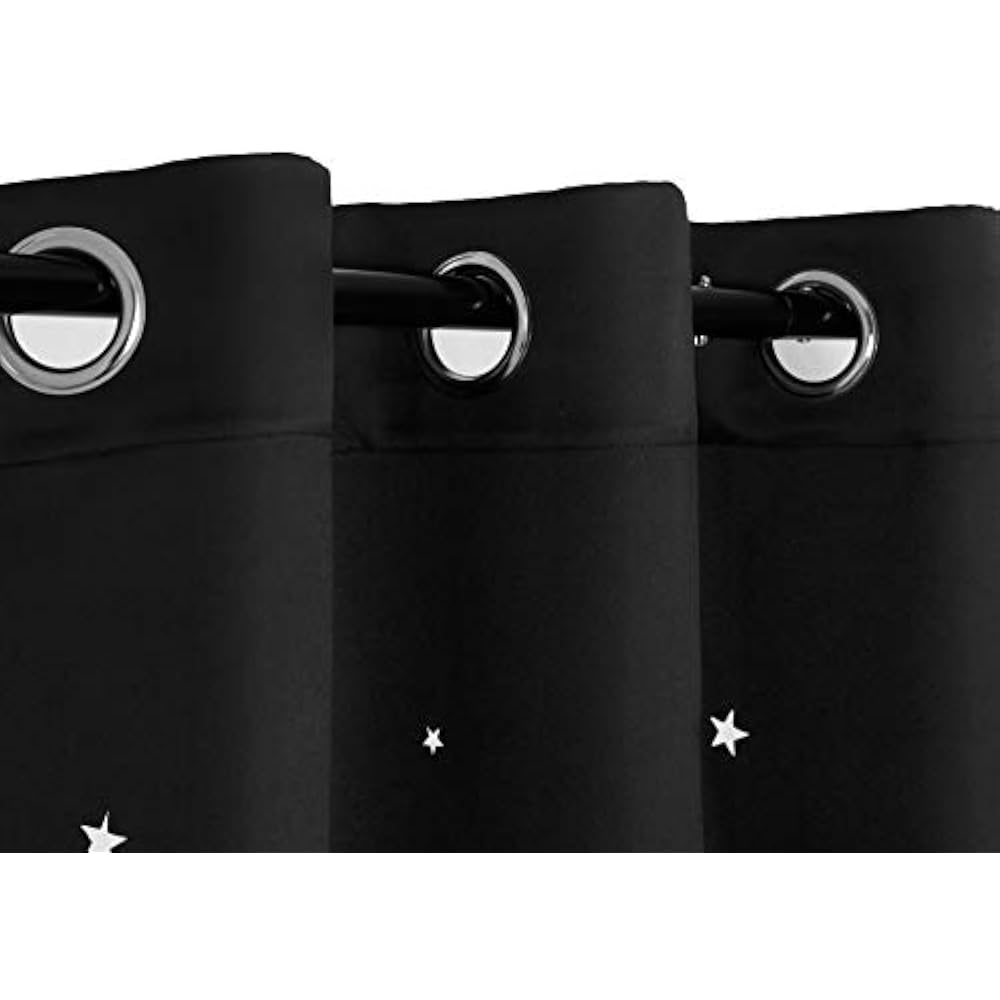 Kids Room Curtains With Laser Cutting Stars, 2Panel Blackout Window