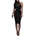 Synen Women's Mesh Rivets Sleeveless Bodycon Vintage Cocktail Dresses (L, Black)