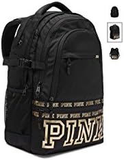 VICTORIA SECRET PINK NEW! COLLEGIATE BACKPACK BLACK WITH GOLD
