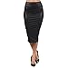 Queenfashion Women's Below Knee Stretch Skinny Faux Leather, Black, Size Medium