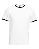 Fruit of the Loom Mens Ringer Short Sleeve T-Shirt (XL) (White/Black)