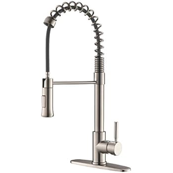 Lead Free Stainless Steel Pull Down Kitchen Faucet-YSJHHJLL Commercial Single Handle High Arc Pull out Kitchen Faucets with Sprayer,Brushed Nickel Kitchen Sink Faucets