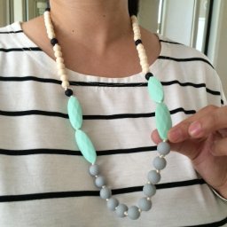 lofca Baby Toys Silicone Teething Necklace for Mom to Wear-BPA Free -Anti Flammatory,Drooling , Teething Pain Reduce Properties-Nursing Necklace Perfect for Breastfeeding Moms-'Ina'(Mint)