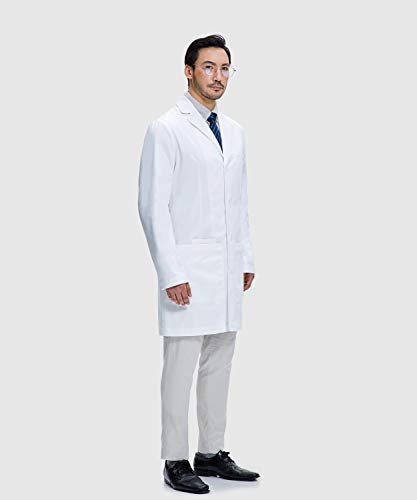 Dr. James Men's Semi-Tailored Fitted Lab Coat (38 Inch Length) Size M White - Thumbnail 2