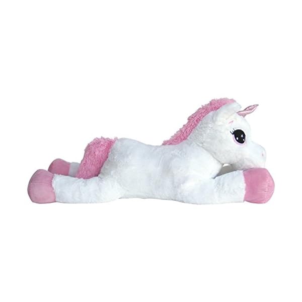 Wagner 9065 - Riesen Plüschtier XXL Plüsch Einhorn - liegend - 80 cm Gross in Weiss-pink Kuscheltier – Bild 4