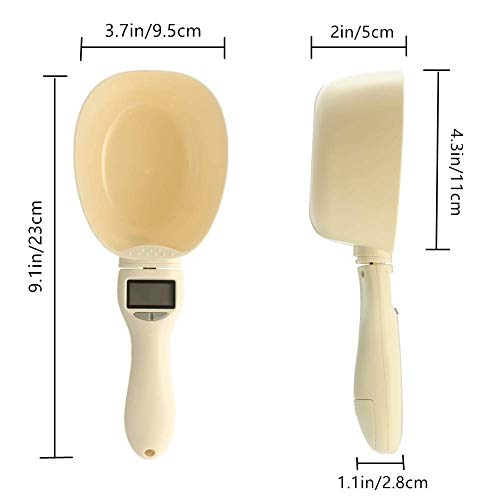 HAICHEN TEC Pet Food Measuring Scoop, Precise Dog Food Measuring Cup Five Measuring Units,Detachable, Cat Food Digital Scale Spoon with LCD Display for Measuring Pets Food (White)