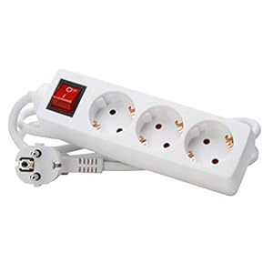 Kopp 129713007 3-voudige stekkerdoos standaard, met verlichte schakelaar, Wit, 1 Stuk