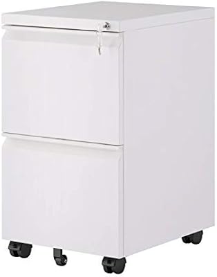 Mobile File Cabinet 2 Drawer Metal Filing Cabinets Pedestal With Lock Key Rolling Casters Fully Assembled Home Office Under Desk Pure White Shallow Handle Amazon Co Uk Kitchen Home