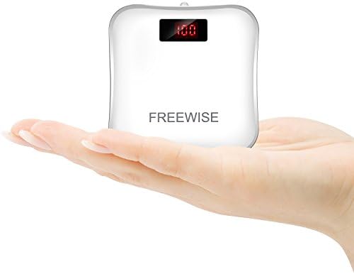 Power Bank Compact Small 3x3” with Big Capacity 10,000mAh by FREEWISE, Powers Bluetooth Speakers, Smart Phone. Ultra Portable, 2 USB Output Ports, Small Light, Suede Surface (White)