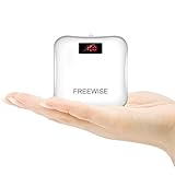 Power Bank Compact Small 3x3” with Big Capacity 10,000mAh by FREEWISE, Powers Bluetooth Speakers, Smart Phone. Ultra Portable, 2 USB Output Ports, Small Light, Suede Surface (White)