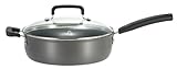 T-fal D91333 Signature Hard Anodized Nonstick Skillet with Glass Lid Cookware,10-Inch, Gray