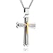 Cross Necklace for Men & Women with Large Pendant and 24 Inch Chain (Silver and Gold Tone)