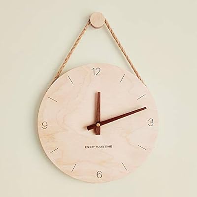 Waitousanqi Wall Clock - Creative Simple Round Wood Scale Hanging Rope Clock, Silent/Accurate Time, 10 Inches Room… 31%2BygH8J2xL