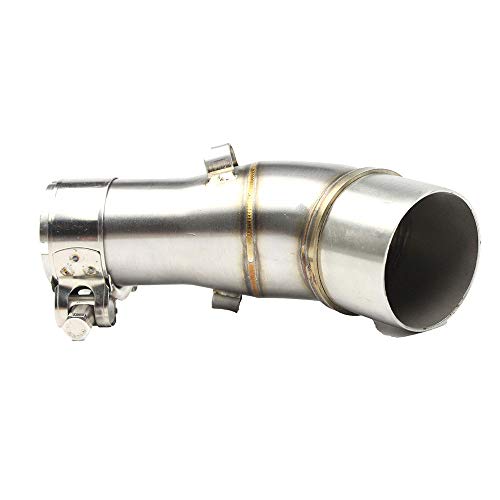 MGOD Motorcycle Middle Link Pipe, Stainless Steel Slip On Exhaust Middle Pipe for Yamaha R25 R3 MT03 2013-2018 Silver