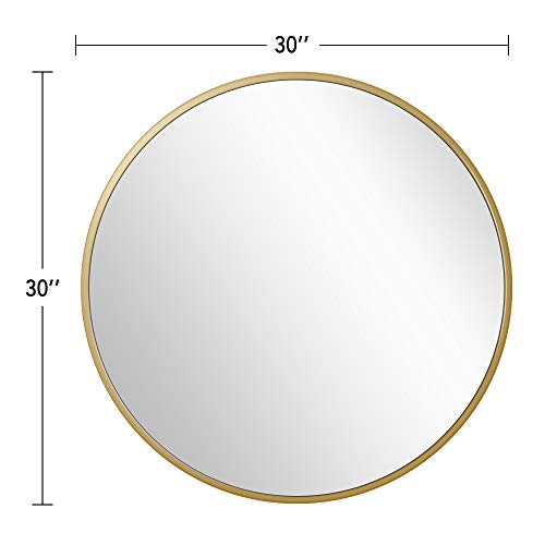 PexFix 30'' Wall Round Mirror, Modern Iron Art Frame Circle Wall-Mounted Decorative Mirror for Bedroom, Vanity Washrooms, Living Room & Entryway (Golden)