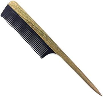 Le Prestige Polished Green Sandalwood Buffalo Horn Rat Tail Comb - No Static, Natural Detangler, Polished