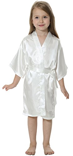 Joytton Girls Wedding Party Satin Kimono Robe With Rhinestone
