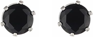 6mm S925 Sterling Silver Round-Cut 0.9CT Cubic Zirconia Stud Earrings Black