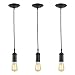 Edison 1-Light Mini Pendant 3-Pack, Black, Matte Finish, Black Designer Woven Fabric Cord,65205