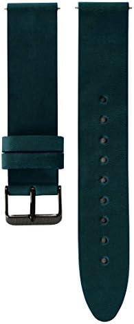 Dark Green Minimalist Design Handmade Crazy Horse Leather Premium Quality 20mm Watch Band - Green Strap/Black Buckle