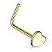 BodyJ4You Nose Stud L-Shape Screw Ring 20G Heart Goldtone Steel Nostril Girl Women Authentic Piercing Jewelry