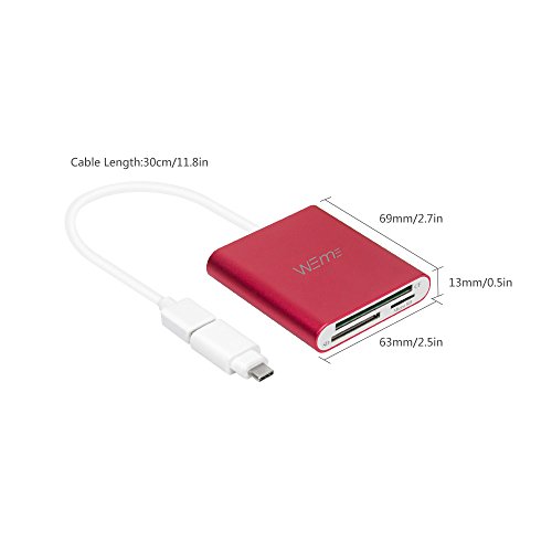 WEme Compact Flash CF Card Reader, Aluminum SuperSpeed USB 3.0 Multi Ports Micro SD Card Adapter with USB-C OTG Converter for Sandisk SDXC/SDHC Card and Laptop, Tablet, Phone, MacBook Pro/Air, iMac