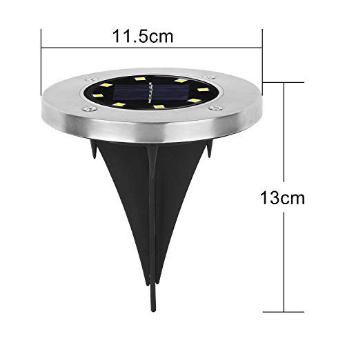 Wilktop 8 Stuks Zonne-Verlichting voor Tuin Zonne-Lamp Vloerlamp Warm Wit met 8LEDs Licht Vloer Spot LED Buiten IP65 set… - Afbeelding 5