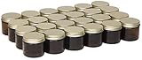 North Mountain Supply 2 Ounce Amber Glass Straight Sided Spice/Canning Jars - with 53mm Gold Metal Lids - Case of 24