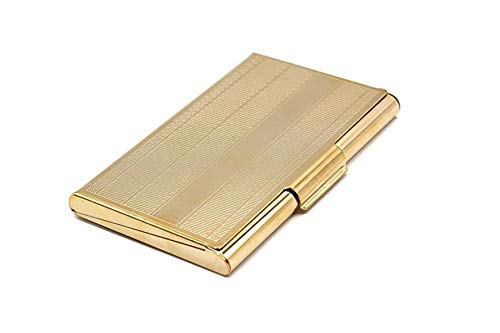 Business Card Carrying Case - Luxurious Chrome Gold Calling Card Holder for Professional Men & Women - Slim - Fits: 15~20 Cards | Impress Your Prospects & Clientele with Impeccable Class & Demeanor! - Thumbnail 3