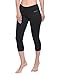 BALEAF Women's Yoga Capri Pants Workout Running Cropped Legging with Inner Pocket Non See Through Black Size M