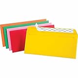 Staples EasyClose No. 10 Assorted Brights Colored Envelopes, 4-1/8-inches x 9-1/2-inches, Pack of 50
