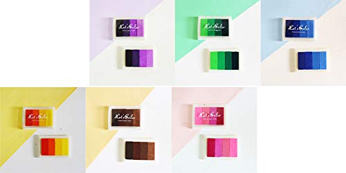Craft Ink Pad Stamps Partner Rainbow Set of 6, DIY Multicolor Craft Stamp Pad 24 Colors for Stamps, Paper, Wood Fabric, for All Ages & Infinite Uses