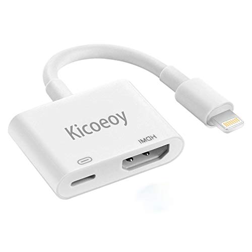 Compatible with iPhone iPad to HDMI Adapter Converter, Kicoeoy Digital AV Adapter 1080p HD TV Connector Cable Compatible with iPhone Xs Max XR X 8 7 6Plus iPad Pro Mini Air to TV Projector (White) - Thumbnail 7