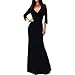 Women Dress,Haoricu Fall Vintage Elegant Womens Solid V-neck Slim Maxi Party Long Dress With Sashes (XL, Black)