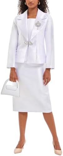 Amazon.com: Women Church Suit White 2-Piece Dress and Jacket Set - Style  6461