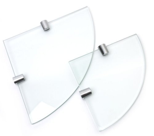 BSM Marketing Multi pack Toughened 6mm Glass Corner Shelves - 2 shelves - 150mm and 200mm