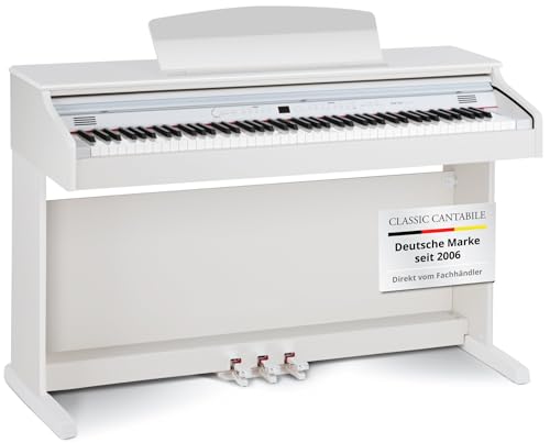 Classic Cantabile DP-50 E-Piano - Digital Piano 88 Tasten mit Hammermechanik, 14 Voices, Kopfhöreranschlüsse, USB, 3 Pedale, Notenhalter - perfekt gee