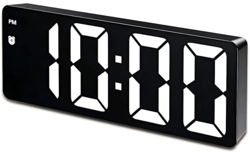 AMIR Digital Alarm Clock, LED Clock for Bedroom, Electronic Desktop Clock with Temperature Display, USB/Battery Powered, Adjustable Brightness, Voice Control, 12/24H Display for Home, Office
