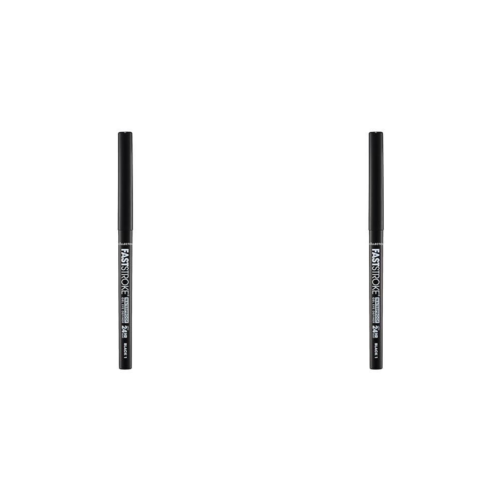 Collection Fast Stroke Waterproof Gel Eye Definer, Smudge-Proof, Long Wearing, Black (Pack of 2)